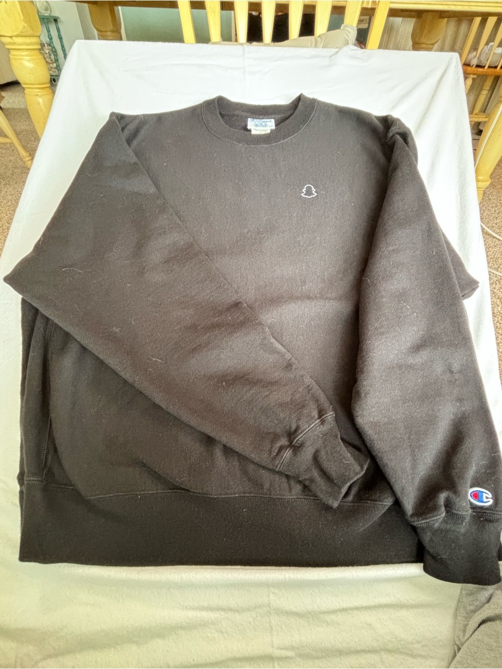 Champion Men’s Black Crewneck Sweatshirt with Snapchat Logo